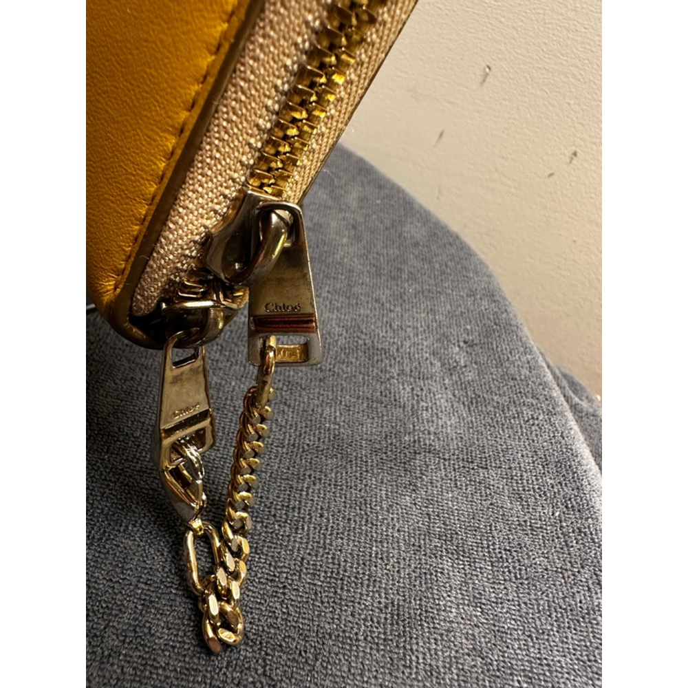 Chloé Yellow & Tan Leather Colorblock Long Zip Wallet - Picture 3 of 14
